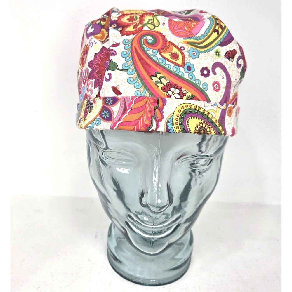 Handmade Surgical Scrub Medical Dentist Dental Hygienist Hat Cap Paisley Floral